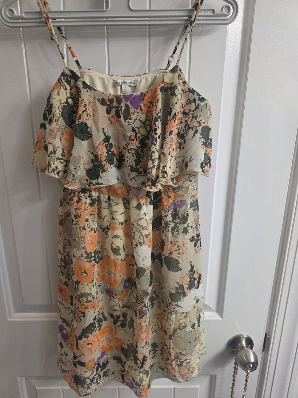 Charlotte Russe Floral Ruffle Sundress with Orange Accents
